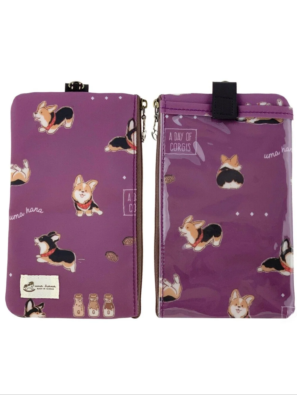 Waterproof Tricolor Corgi Phone Case Pouch W/ Neck Strap